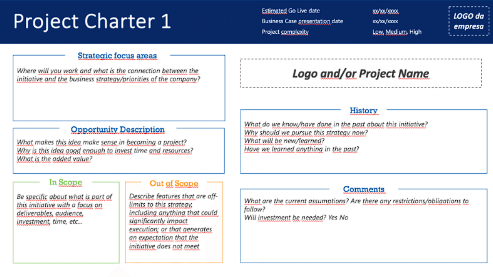 A screenshot of a project management template.