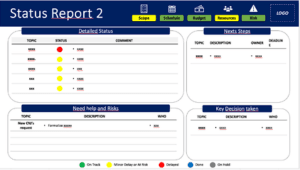 A screenshot of a project management template.